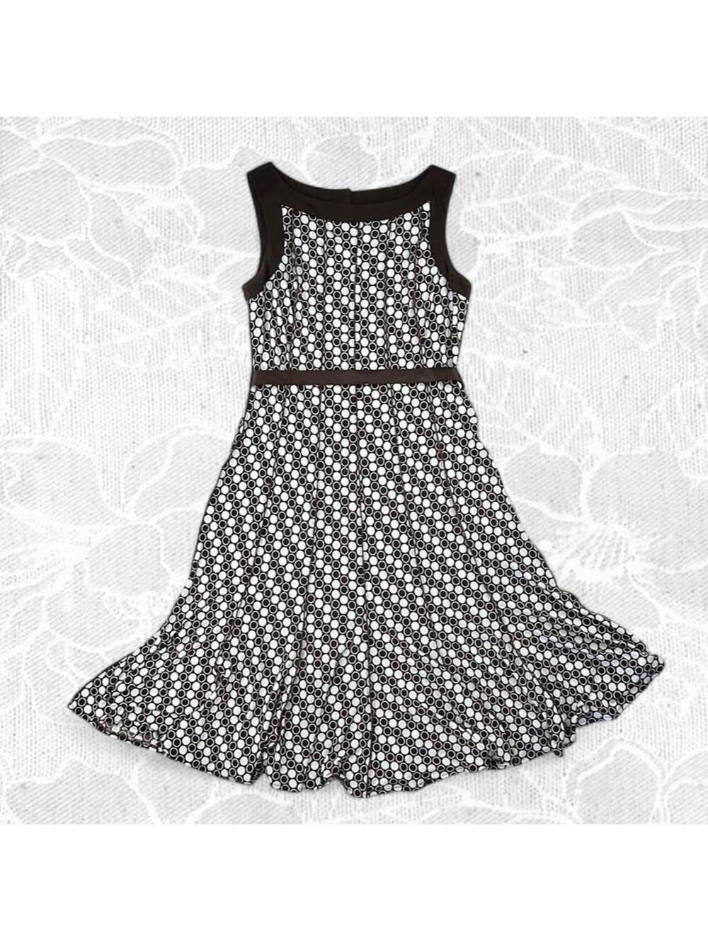 2000s Z Studio Brown and White Polka Dot Dress - Size 8